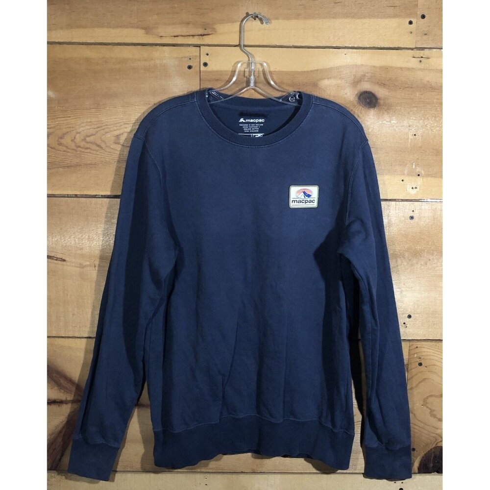 Macpac Jumper Crewneck Sweater Mens Size Small Pullover Logo Navy Fleece Lined